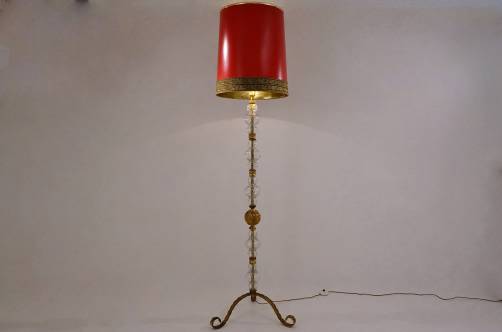 French Art Deco glass cased & bronze floor lamp, 1940`s ca